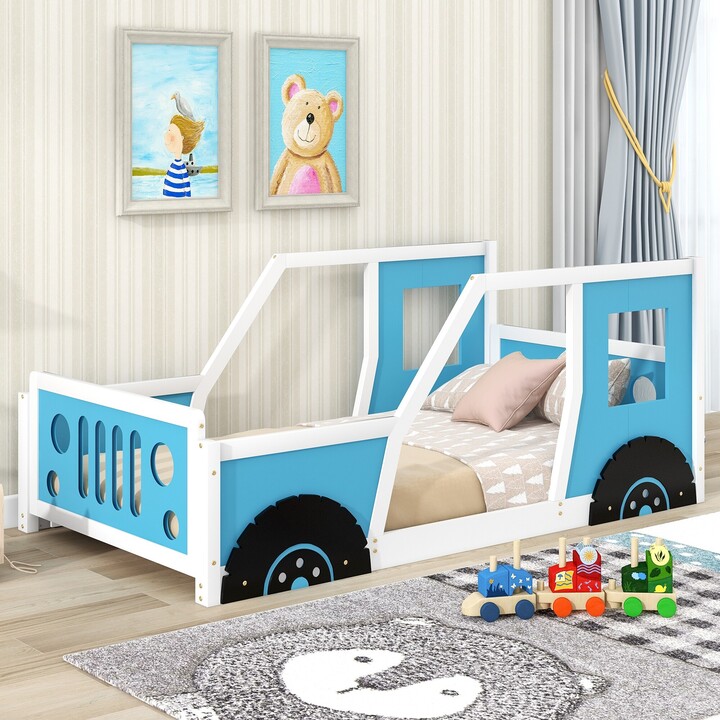 IGEMAN Classic CarShaped Twin Size Platform Bed, Kids Bed Car Bed