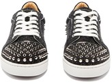 Thumbnail for your product : Christian Louboutin Vieira 2 Spiked Glittered-leather Trainers - Black Silver