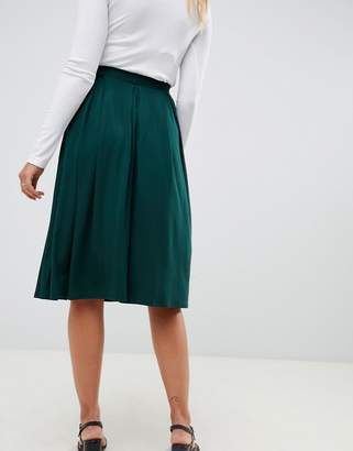 ASOS DESIGN midi skirt with box pleats