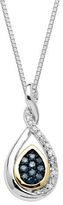 Thumbnail for your product : Lord & Taylor Sterling Silver with 14Kt. Yellow Gold Green & White Diamond Pendant Necklace