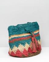 Thumbnail for your product : Hat Attack Multi Print Straw Drawstring Bag