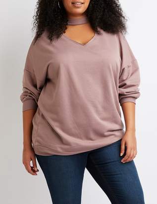 Charlotte Russe Plus Size Choker Neck Cut-Out Sweater