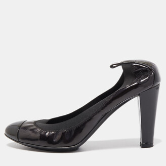Chanel Black Tweed Fabric Cap Toe Ballet Flats Size 40 - ShopStyle