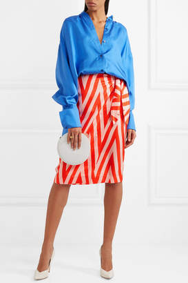 Diane von Furstenberg Wrap-effect Printed Silk-twill Skirt