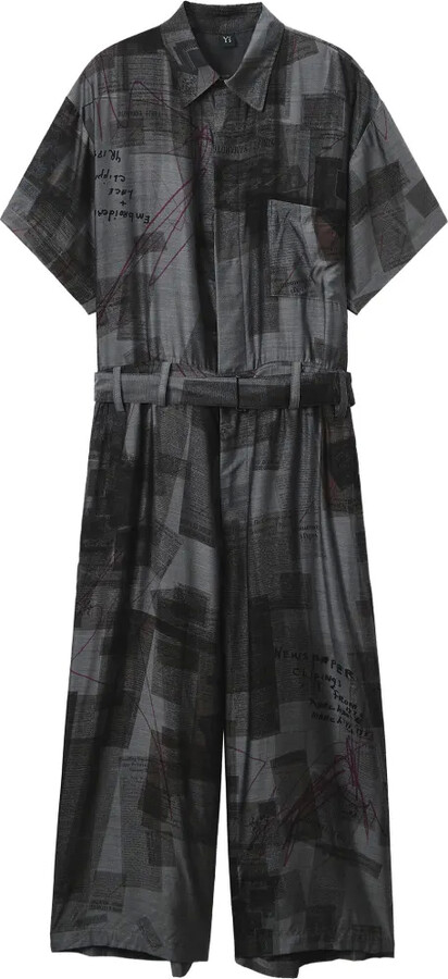 Y's Newspaper-Print Jumpsuit