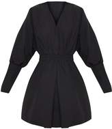 Thumbnail for your product : PrettyLittleThing Black Plunge Ruched Shirt Dress