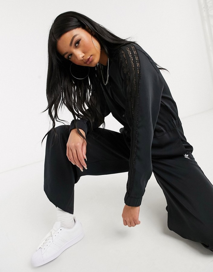 adidas originals bellista lace insert track jacket in black