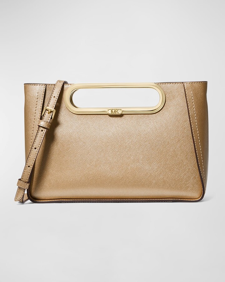 MICHAEL KORS Saffiano Leather GREENWICH Bucket Bag Convertible Crossbody  Handbag