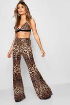 Thumbnail for your product : boohoo Woven Leopard Sequin Wide Leg Trouser