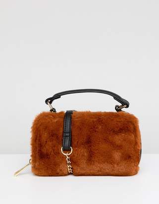 ASOS DESIGN camera bag with faux fur detail