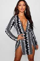 Thumbnail for your product : boohoo Sequin Aztec Split Detail Bodycon Dress