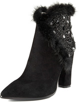 Thumbnail for your product : Choies Black Ankle Boots With Rhinestone And Fur