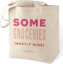 Shutterfly Cotton Tote Bags: Some Groceries Mostly Wine | 15x18 | Pink |