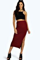 Thumbnail for your product : boohoo Chelsie Side Split Tube Midi Skirt
