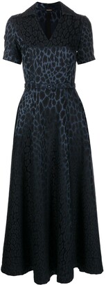 Adam Lippes Leopard Jacquard Belted Flare Dress