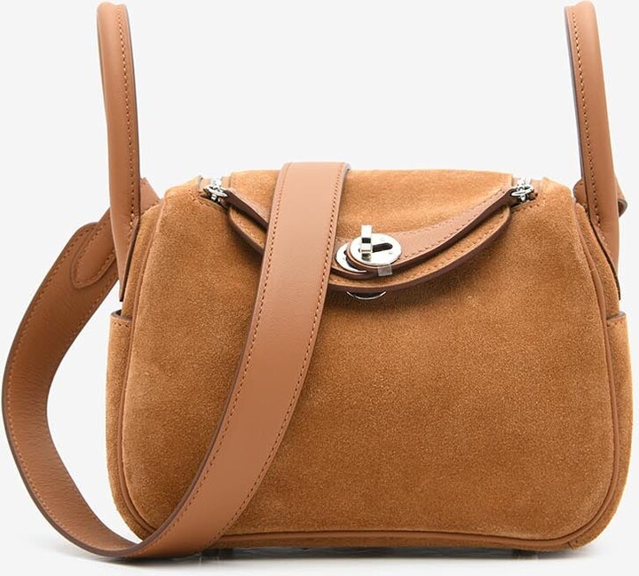 Hermes Mini Lindy 20 in Gold Swift and Chamois Grizzly with Palladium Hardware