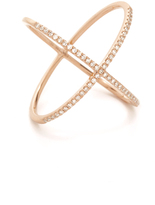 Thumbnail for your product : Ef Collection 14k Gold Pave Rose Gold Diamond X Ring