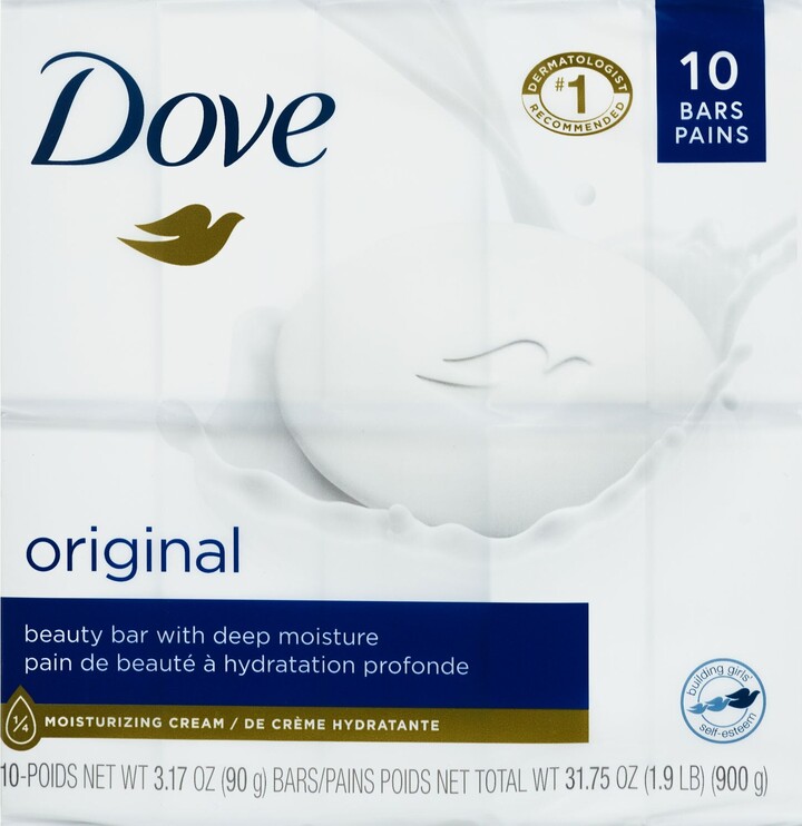 Dove White Beauty Bar More Moisturizing than Bar Soap, 3.75 OZ, 10 Bars