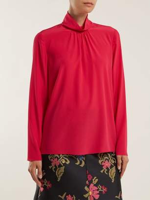 RED Valentino High Neck Silk Blouse - Womens - Pink