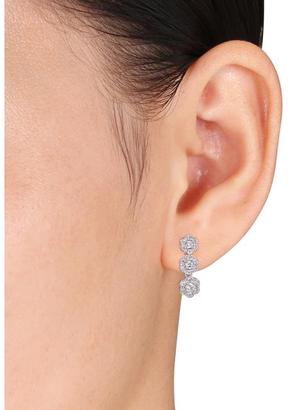 Laura Ashley 1/2 CT TW Diamond 10K White Gold Triple Flower Drop Earrings