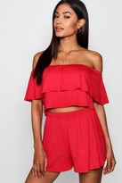 Thumbnail for your product : boohoo Off The Shoulder Top + Short Co-Ord Set