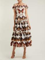 Thumbnail for your product : Dolce & Gabbana Butterfly Print Cotton Poplin Dress - Womens - Brown White