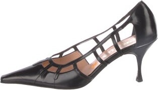 Prada Leather Lasercut Accents D'Orsay Pumps