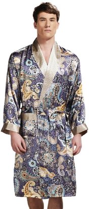 Forever Angel Men's 100% Silk Robe Bathrobe Luxury Sleepwear Gift Size XXL