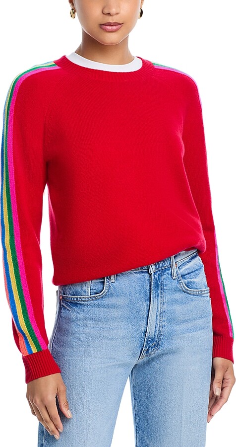 Aqua Cashmere Rainbow Athletic Stripe Sweater - Exclusive