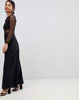 Thumbnail for your product : ASOS Petite PETITE Pleated Dobby & Lace Top Long Sleeve Maxi Dress