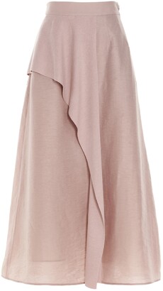 Agnona Asymmetric Drape Midi Skirt