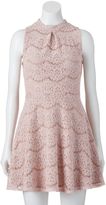 Thumbnail for your product : Juniors' Love, Fire Mockneck Lace Skater Dress