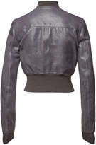 Thumbnail for your product : Rick Owens Leather Bomber Jacket with Ribbed Trim