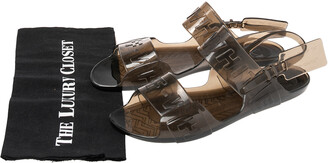 Off-White Transparent Black Jelly Zip Tie Slingback Flat Sandals Size 40