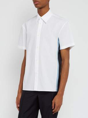 Valentino Short-sleeved Silk-insert Cotton Shirt - Mens - White