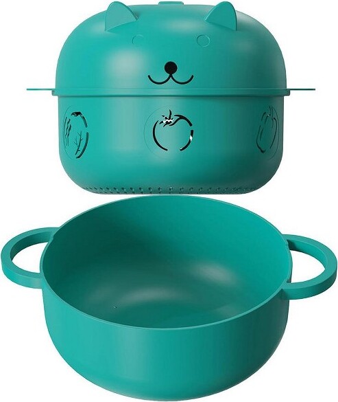 ItopfoxMicrowaveRamenBowlwithRemovableStrainerNoodleCookerandSteamerforCookingFoodandVegetablesLargeCapacityGreen