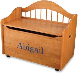 KidKraft Personalized Girl's Toy Box in Honey with Blue Library Font
