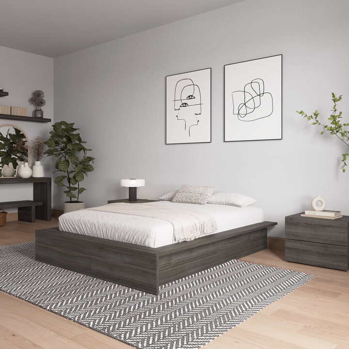 Nexera James Full Size Platform Bed Frame, Gray, Box 2 of 2