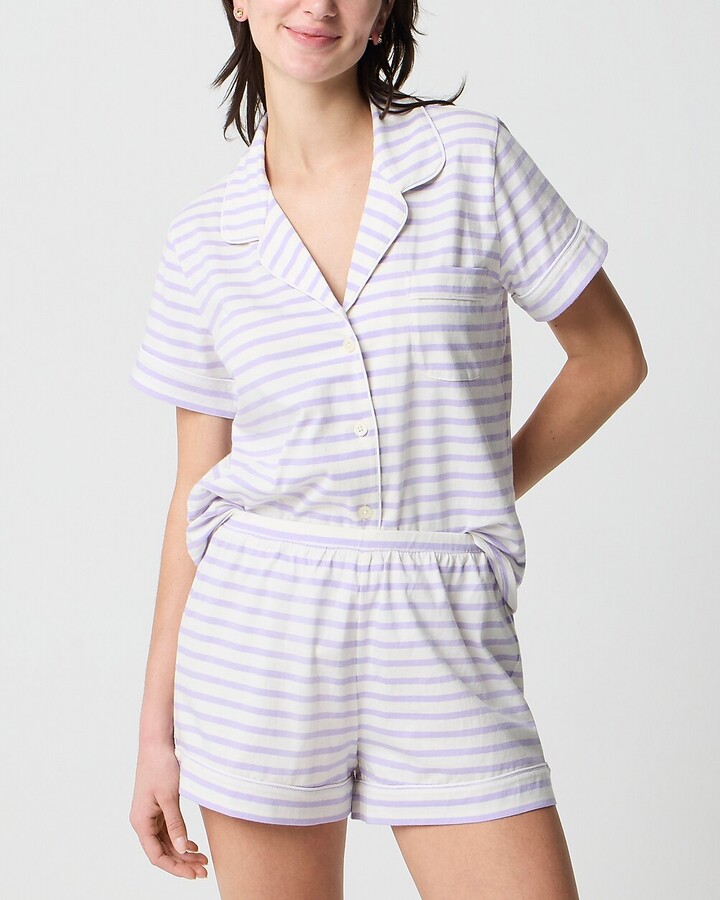 J.Crew Factory Striped knit short-sleeve top and pants pajama set