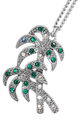 Marc Jacobs Palm Tree Silver-plated Crystal Necklace