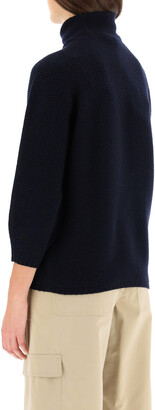 Max Mara ETRUSCO SWEATER IN WOOL AND CASHMERE XS Blue Wool,Cashmere