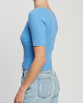 Thumbnail for your product : Atmos & Here Atmos&Here - Women's Blue Cardigans - Ariana Cotton Knit Top With Buttons - Size 10 at The Iconic