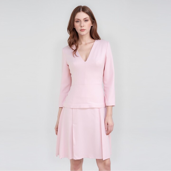 Kate Middleton Dress/ Pink Peplum Deep V Neckline Dress/Custom Made Duchess Of Cambridge Mother Bride