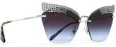Thumbnail for your product : Miu Miu Crystal-embellished Cat-eye Silver-tone Sunglasses - Blue