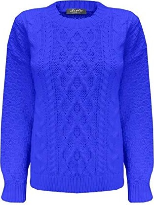 New Diamond Knit Long Sleeve Cable Jumper Short Sweeter Ladies Women Top 100% Acrylic 8-18