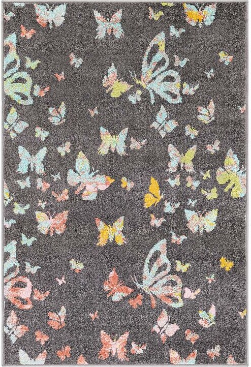 Unique Loom Butterflies Whimsy Kids Throw or Area Rug