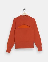 Thumbnail for your product : Topshop spliced front knitted sweatshirt in rust