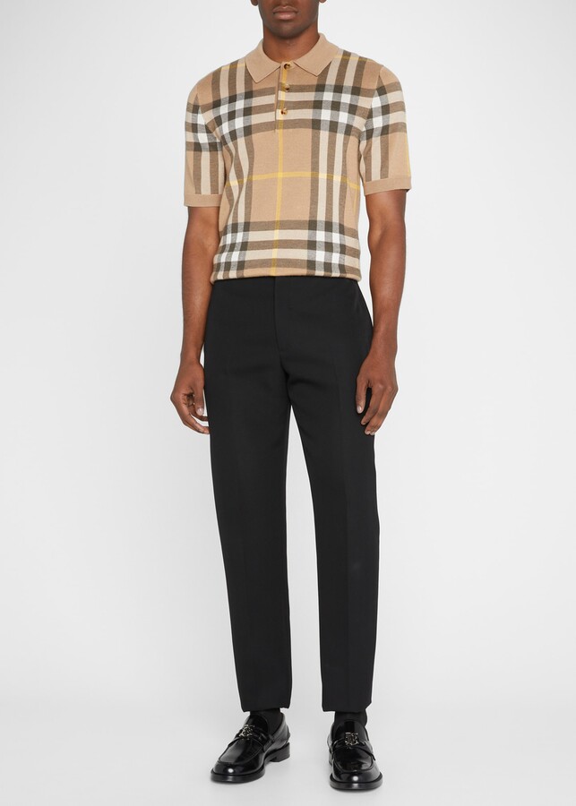 Burberry Men's Wellman Check Knit Polo Shirt ShopStyle