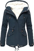 Thumbnail for your product : TDEOK Women's Plush Warm Winter Jacket Large Size Pure Colour Down Coat Long Sleeve Zip Pocket Comfortable Coat