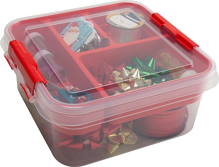 Simplify Gift Storage Box with Lid, Plastic, Red (25522- RED)
